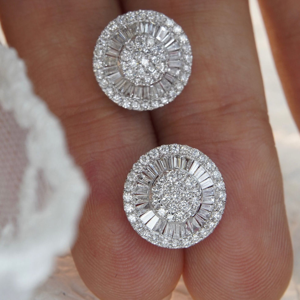 Miniatura: Natural Diamond Earrings 18K Solid Gold Earrings Cluster Round Diamond Studs