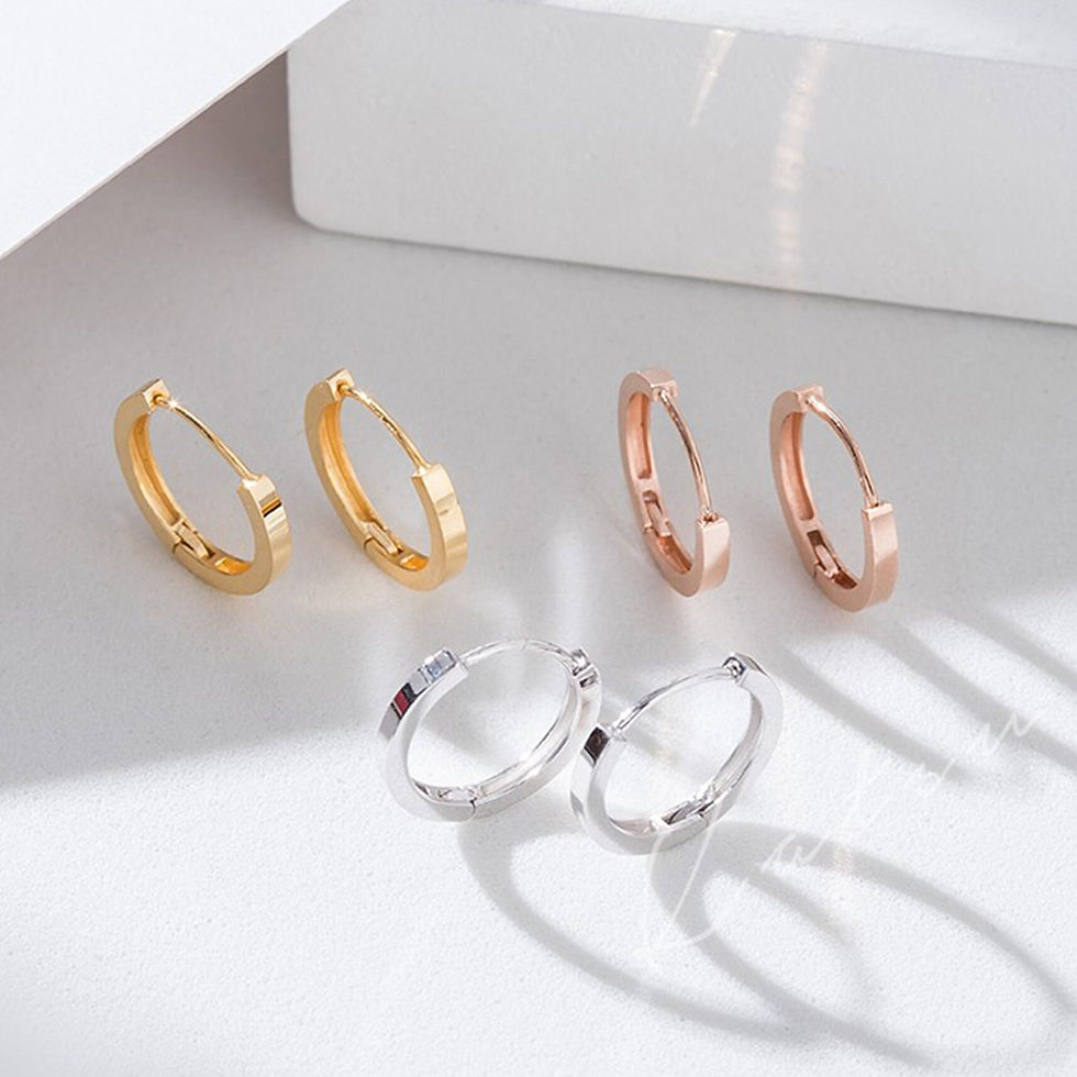 Miniaturbild: 18K Solid Gold Earrings Minimalist Jewellery Plain Hoop Earrings for Unisex