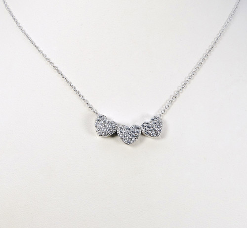 アクセサリー RILY Three Hearts Necklace Silver Three heart CZ Silver Necklace | OperationBling