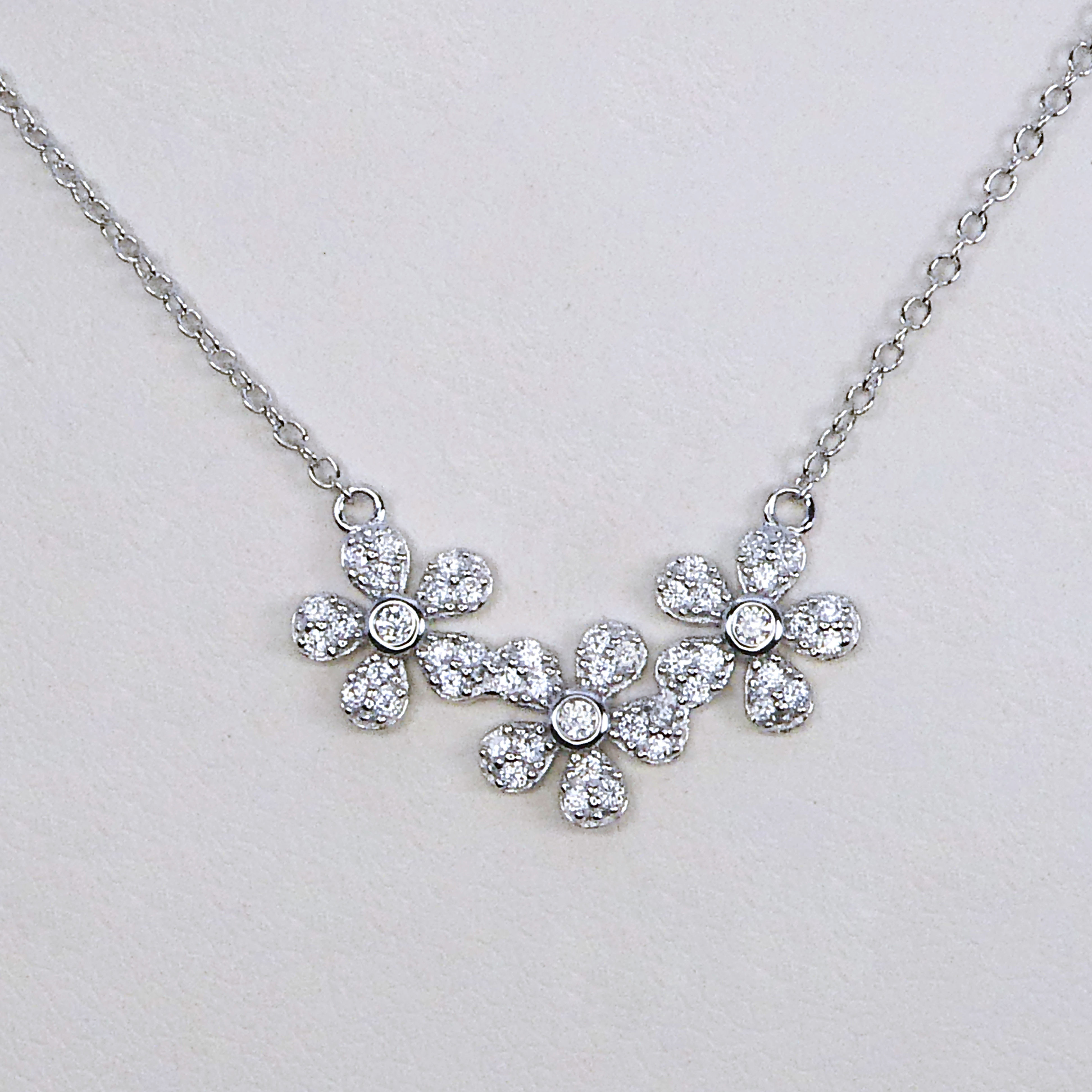 CZ Diamond Silver Snowflake Necklace