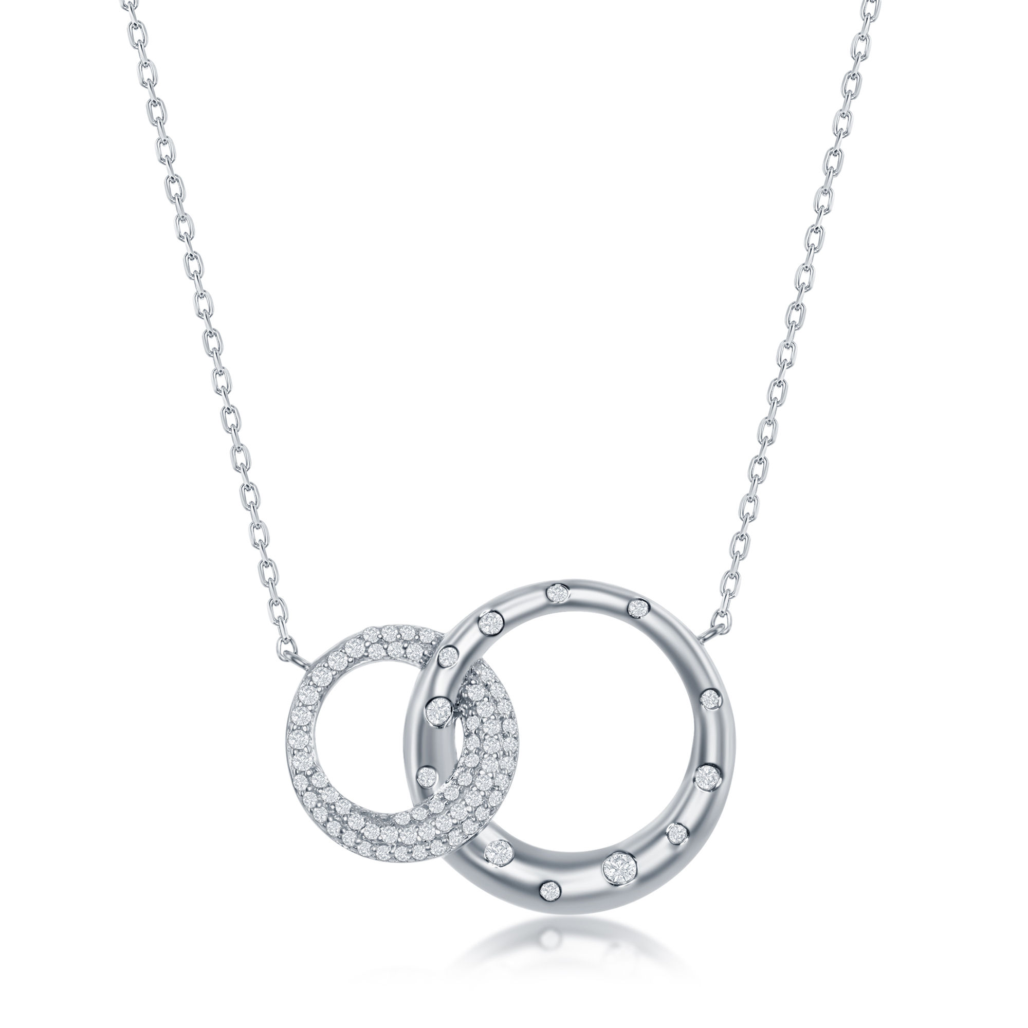 Sterling Silver Micro Pave CZ Interlocking Circles Pendant