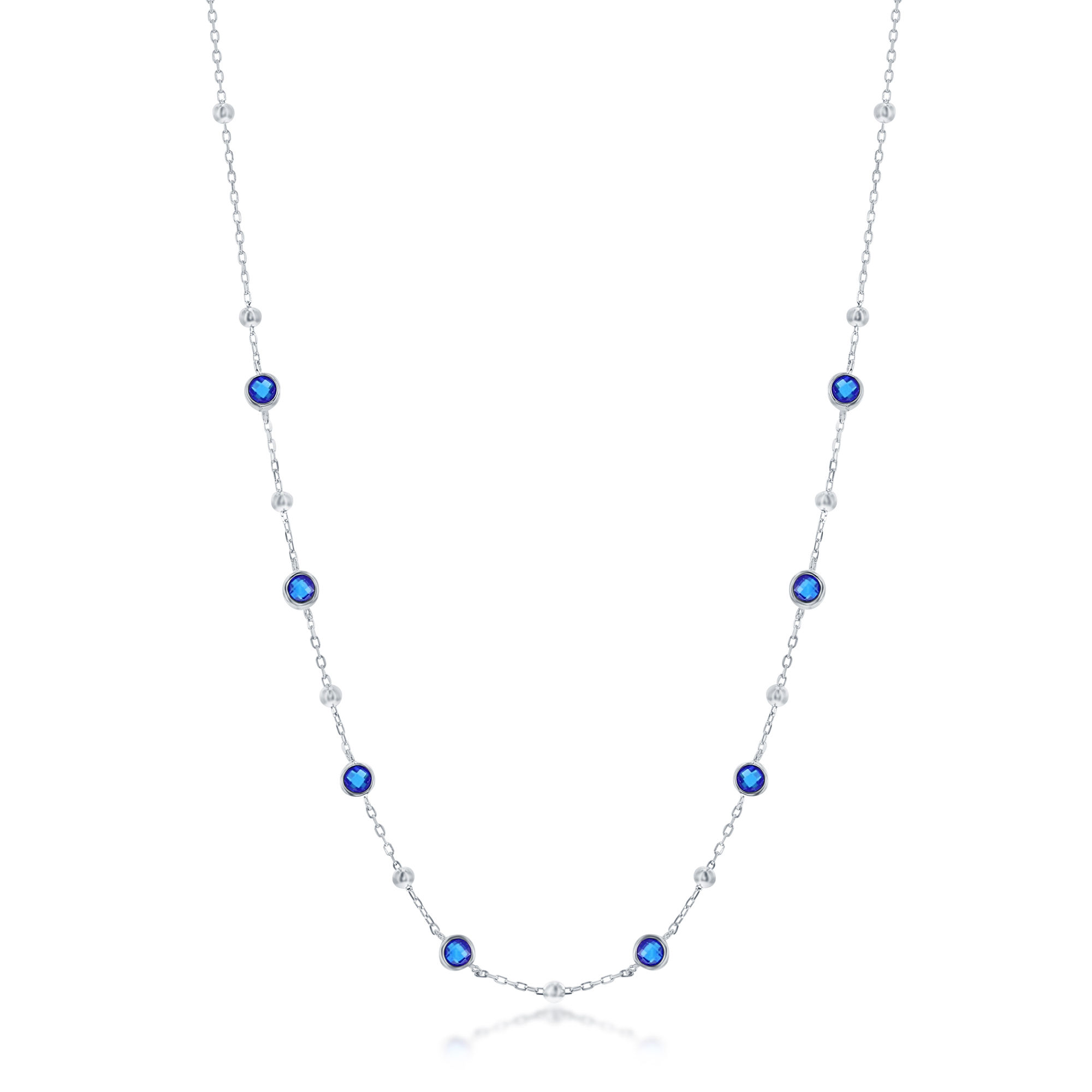 Sapphire and Bead Sterling Silver Necklace