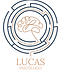 Logotipo do psicólogo Lucas da Rosa Ruhe com traço de cérebro e labirinto, nas cores azul escuro e cobre. CRP 07/43973.