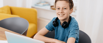 Elementary Boy in virtual stem tutoring class
