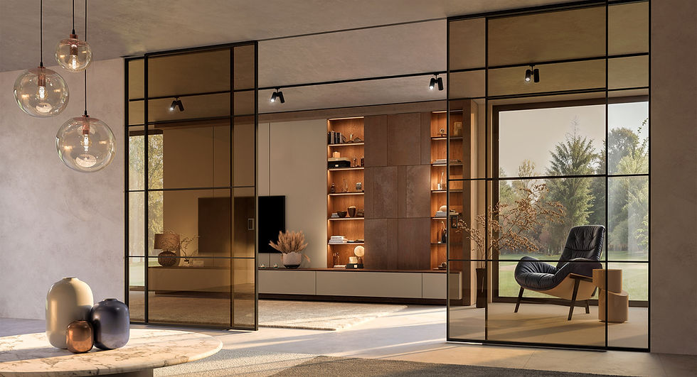 Porta in vetro scorrevole con telaio in alluminio