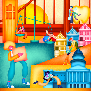 colorful illustration of individuals working together to showcase unity and diversity