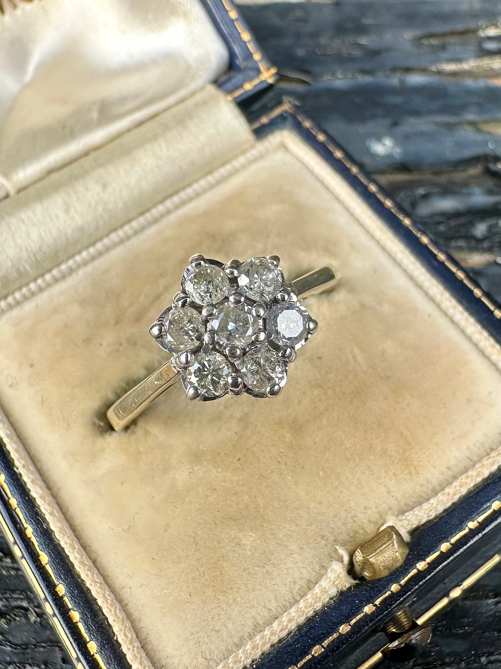 Vintage 9ct Gold 0.50ct Diamond Cluster Ring