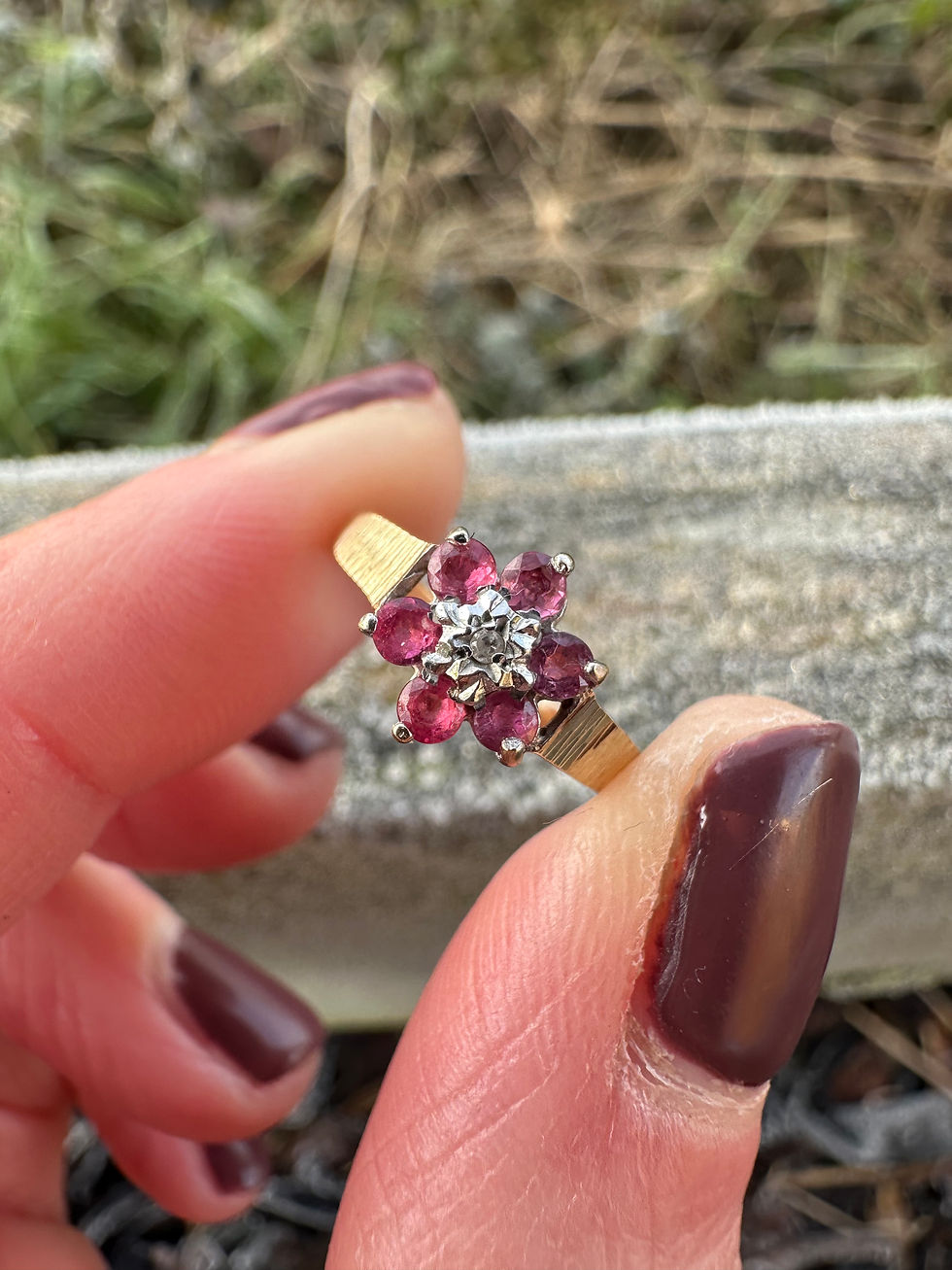 Thumbnail: Vintage 9ct Gold Ruby & Diamond Ring