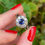 Thumbnail: Vintage 18ct White Gold Sapphire & Diamond Halo Ring