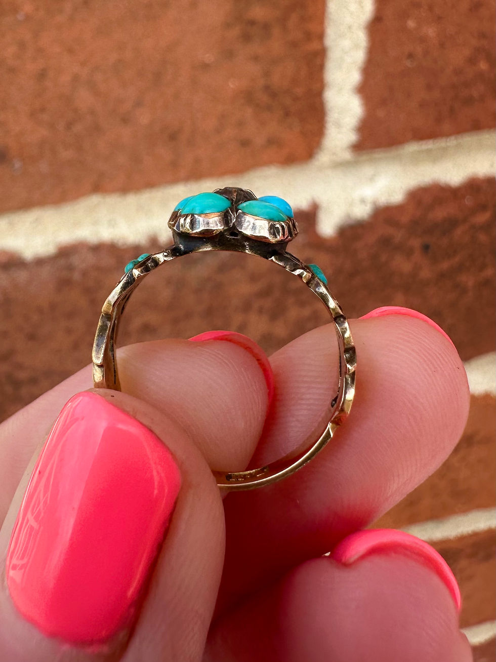 Thumbnail: Antique 15ct Gold Turquoise & Diamond Ring