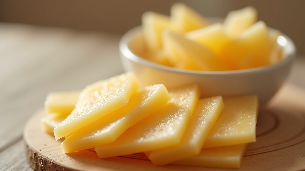 Close-up view of waxing strips and warm wax pot ready for use