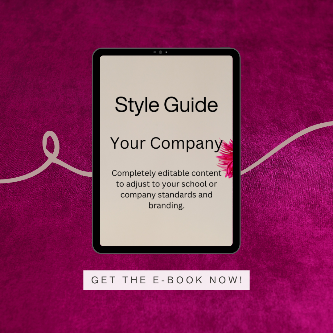 Image of a tablet showing the front page of a Style Guide