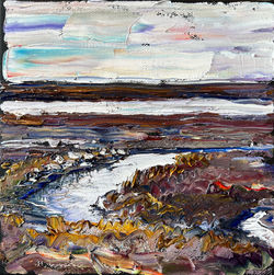 230108 Marsh jan 8 geese by the stream 8x8 $ $100