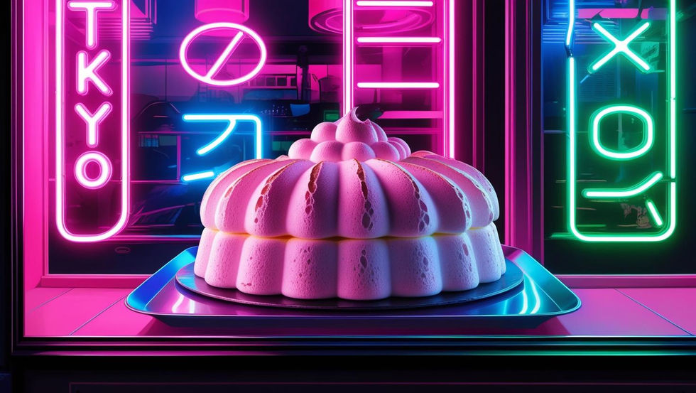 Neon Cyberpunk Japanese Soufflé Cheesecake 2