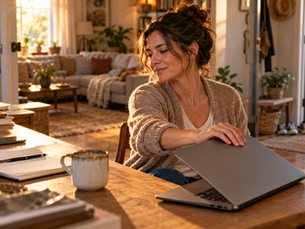 Woman closes her laptop at the end of the workday, reflecting on what she wants from her career and her time.