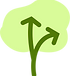 Guided Growth Logo. Two Arrows pointing up with a green background resembling a tree standing upright.