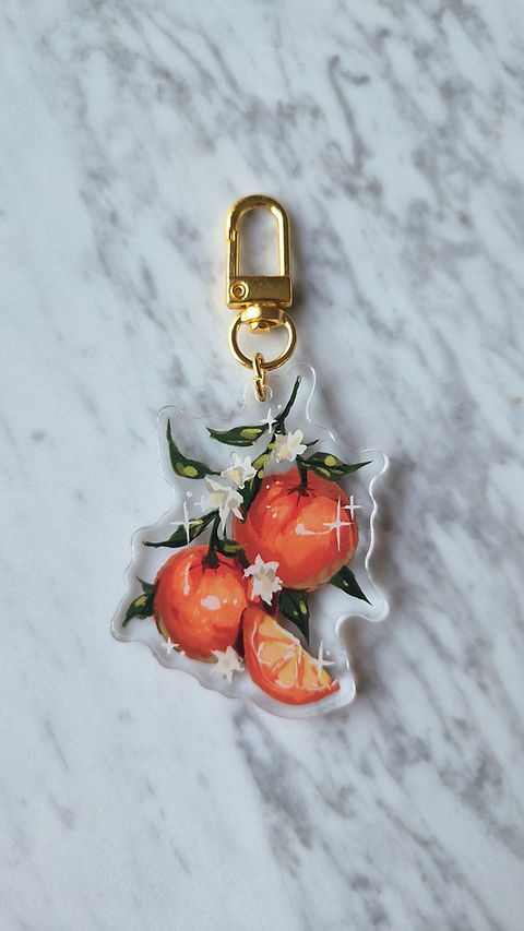 Orange Branch Acrylic Keychain - 2.5