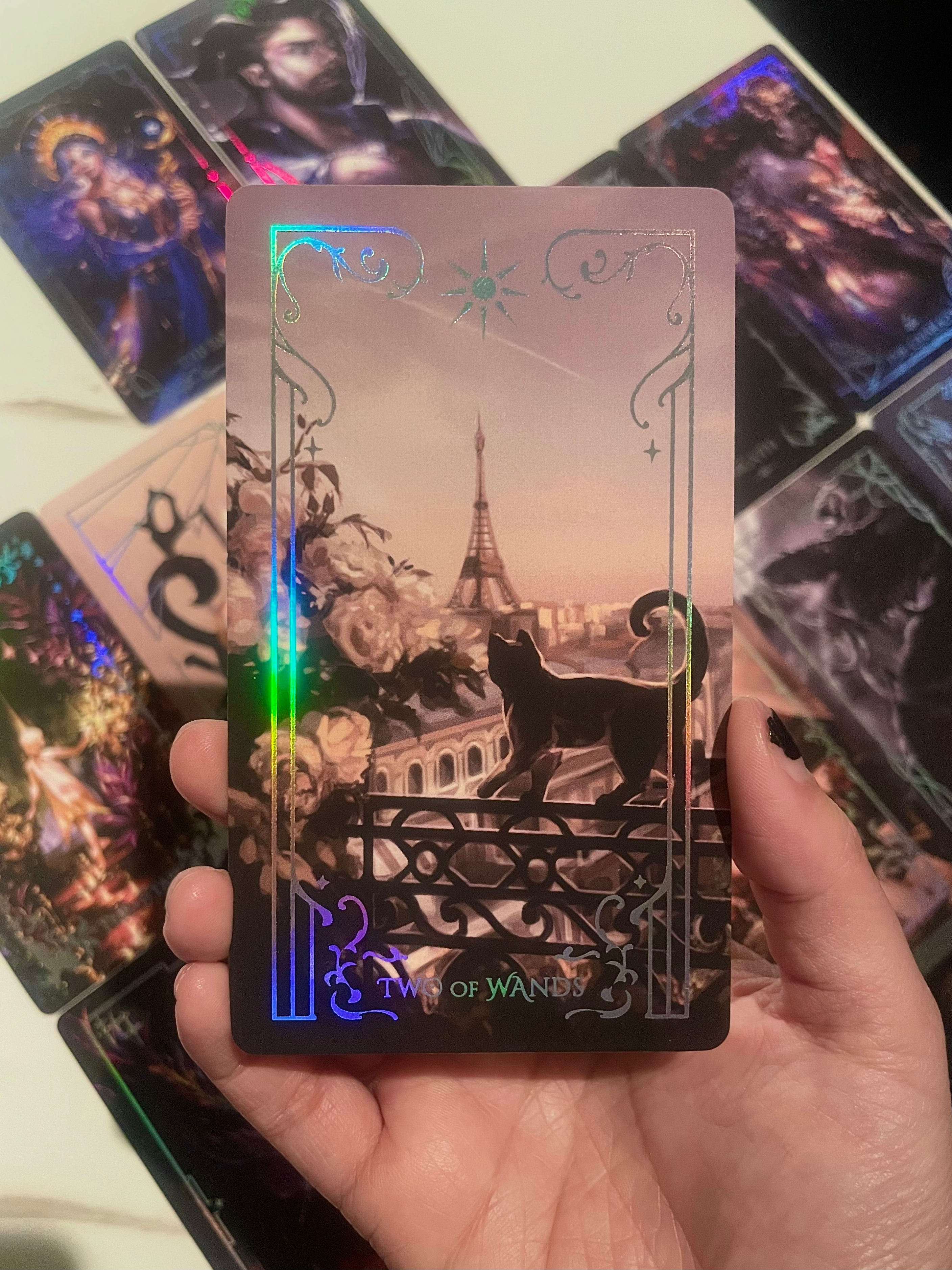 "2 of Wands" Darqprism Tarot Card with Holographic Foil