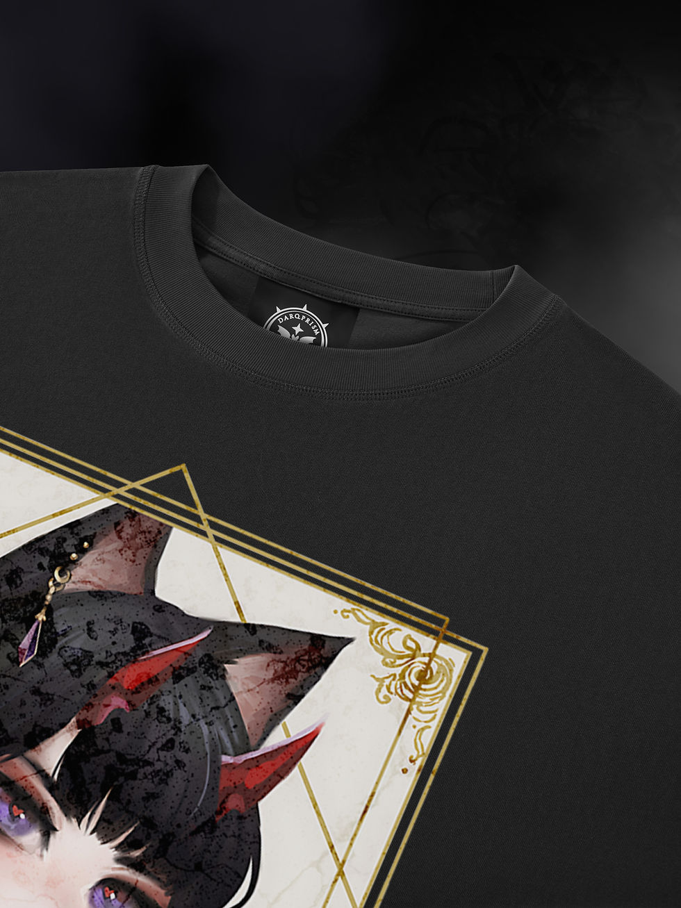 Thumbnail: "Mochaccino's Cameo" Vintage Washed Boxy T-Shirt in Black / Ume