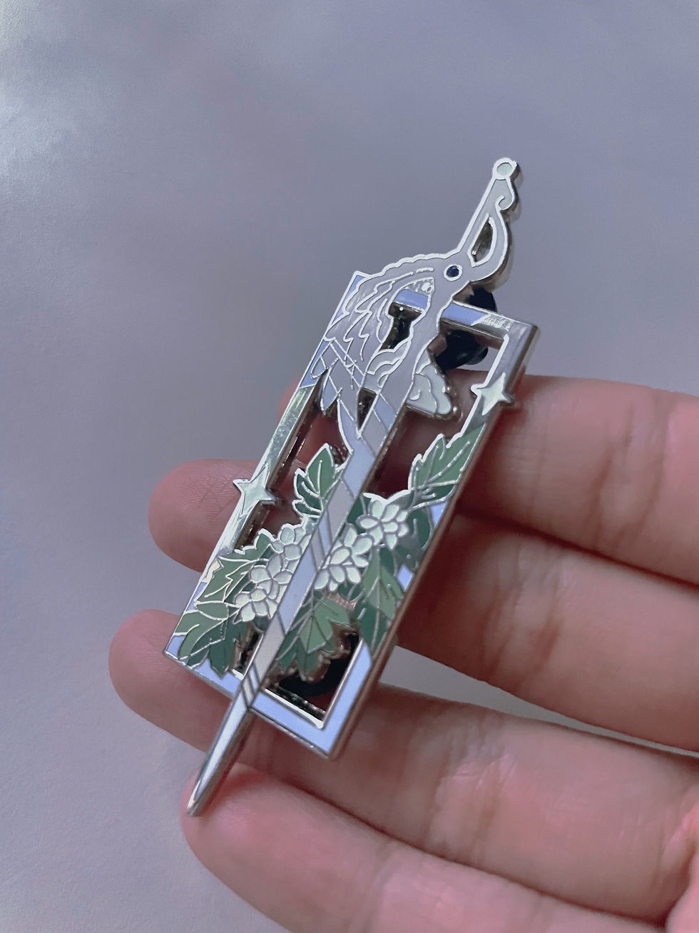 Thumbnail: “Soul of Daybreak” Silver Sword Pin Brooch Glow-in-the-Dark, Rhinestone [#P2]