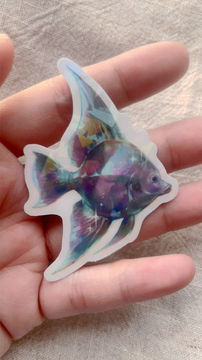 Thumbnail: Silver Angel Fish Vinyl Holographic Sticker 2.5-inch