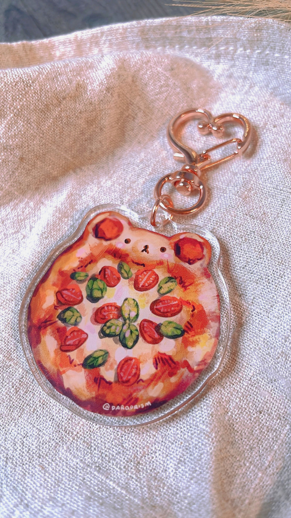 Thumbnail: "Bear Pizza" Food Acrylic Charm with Heart Hook [C8]