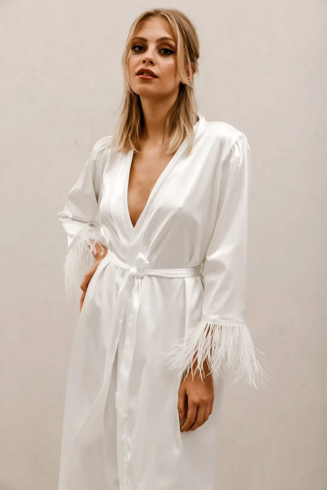 Feather Sleeve Bridal Robe