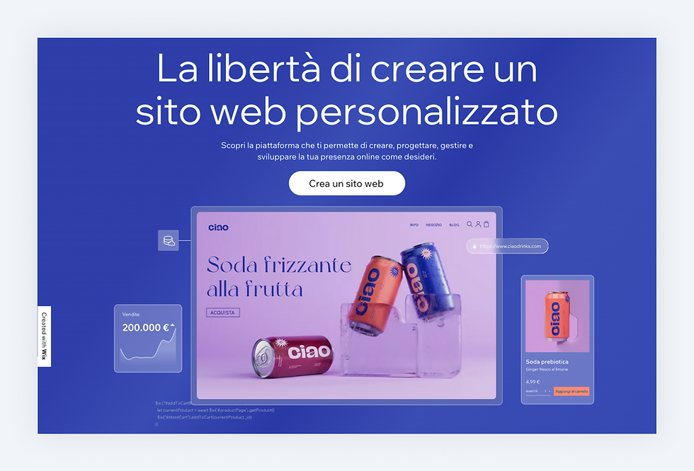 Homepage del website builder di Wix