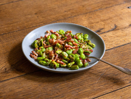 Poêlée de fèves aux lardons