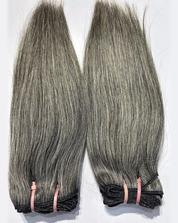 Grey Straight Double Drawn Bundle, Raw Virgin Human Hair, 10-18 Inch — view 4