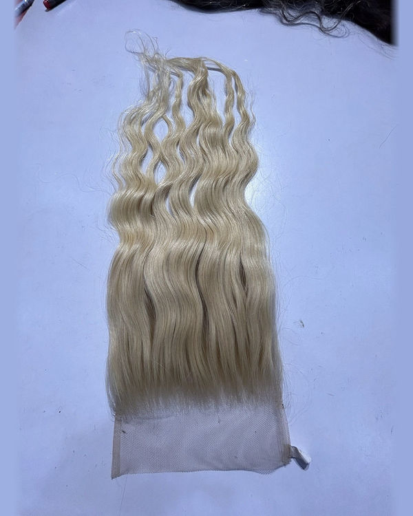 613 Blonde Wavy Swiss Lace Closure - 4x4 or 5x5 Human Hair — view 2