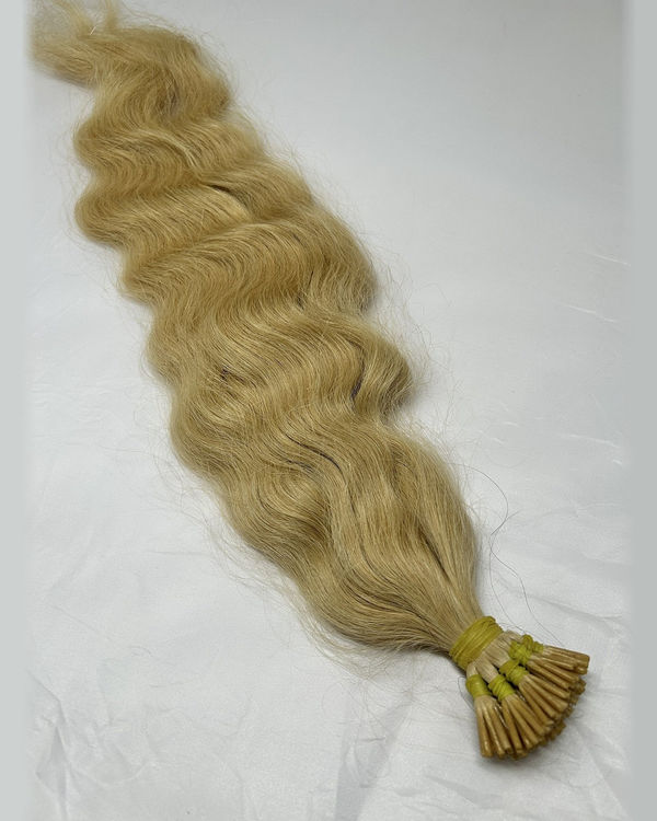 Curly 613 Blonde I-Tip Hair Extensions – Micro-Bead, 12A Indian Hair — view 2