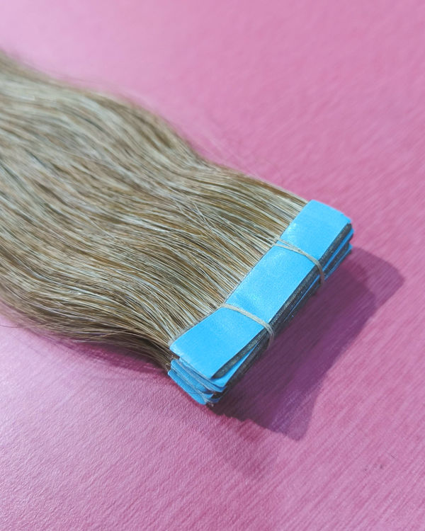 Honey Brown Straight Tape-In Extensions - Remy Human Hair — view 3