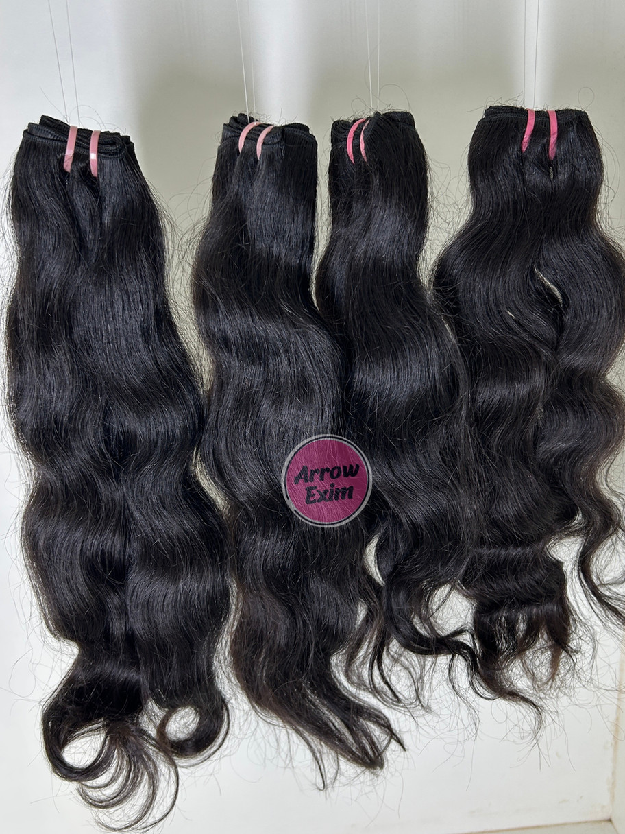 Natural Wavy Virgin Human Hair – 4 Bundle Deal Double Weft Extensions