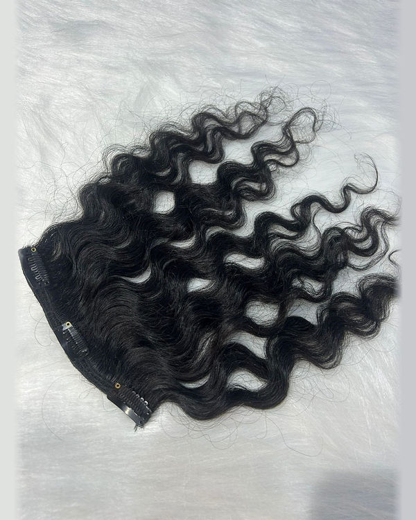 Deep Curly Clip-In Extensions - 12A Virgin Remy Human Hair, 100g Set — view 3