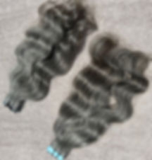 Invisible Tape Grey Wavy Hair Extensions