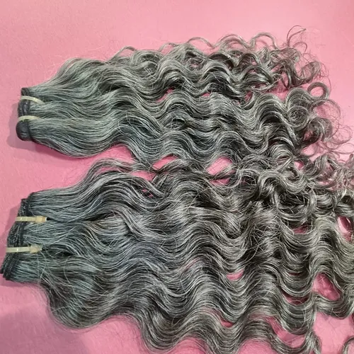 Natural Grey Curly Human Hair Extensions