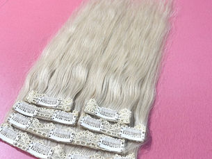 Blonde clip in extensions human hair