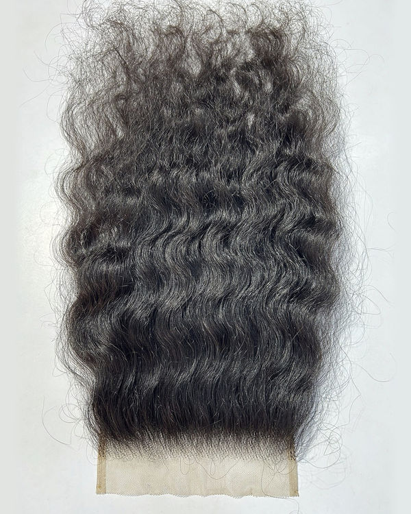 Curly Human Hair Swiss Lace Closure - 4x4 or 5x5, 180% Density