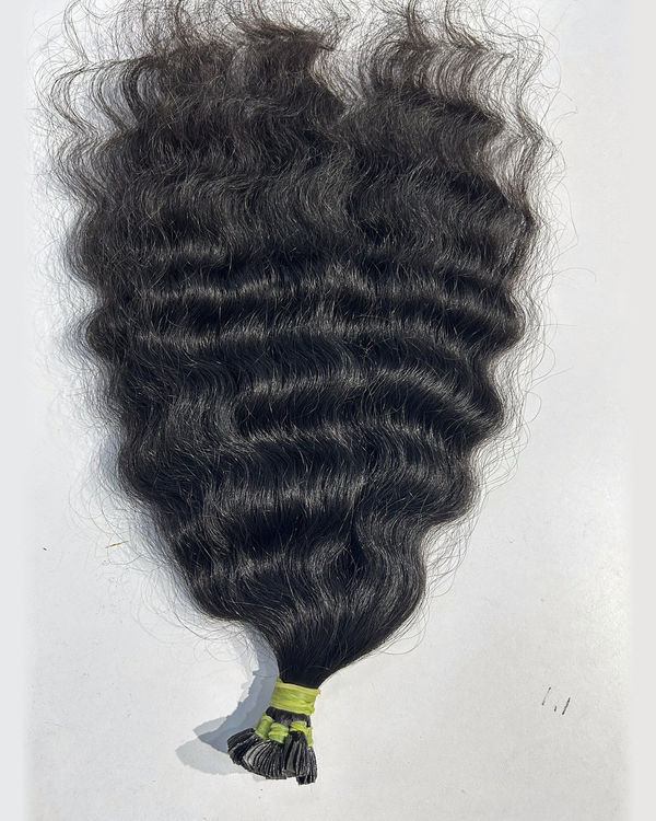 Curly Flat Tip Keratin Extensions – Low-Profile Remy Hair, 100–120 g — view 2