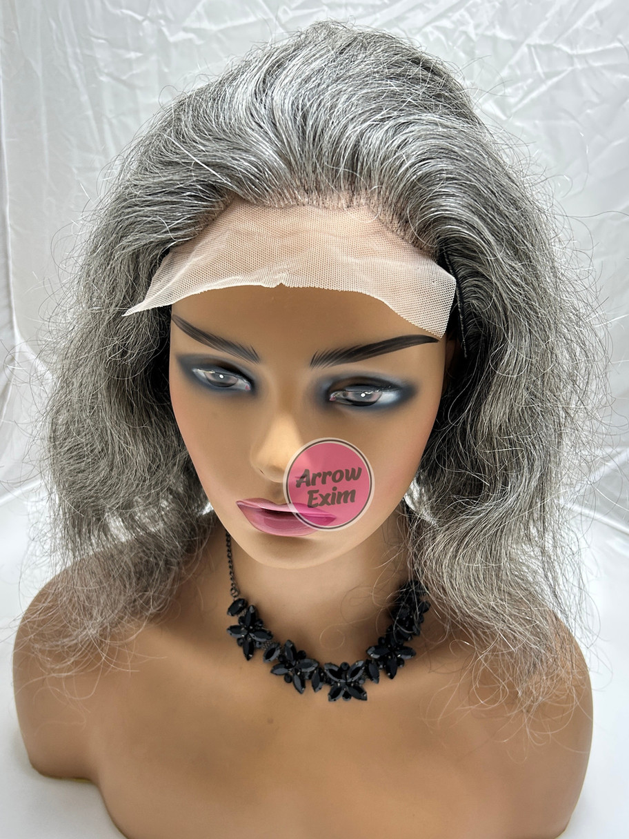 Gray Wavy Lace Closure Wig Human Hair