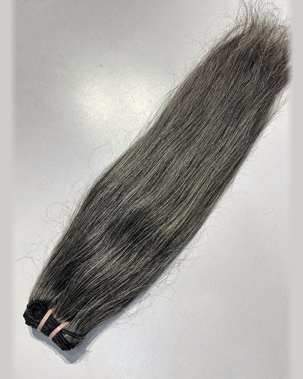 Straight Grey & White Virgin Hair Bundle - Single Donor Temple Hair — view 4