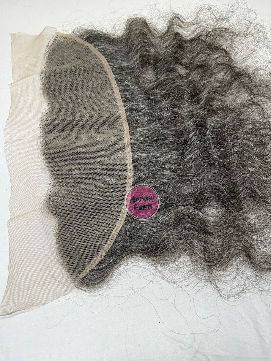 Natural Grey Human Hair Swiss Lace Frontal – 100% Raw Hair