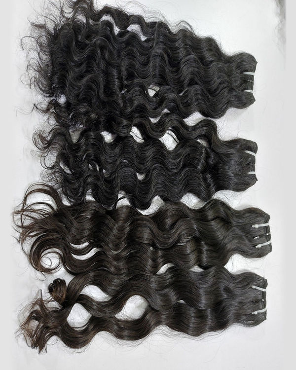 Grey & White Wavy Raw Hair Bundle - 50/50 Natural Tone, Double Weft — view 4