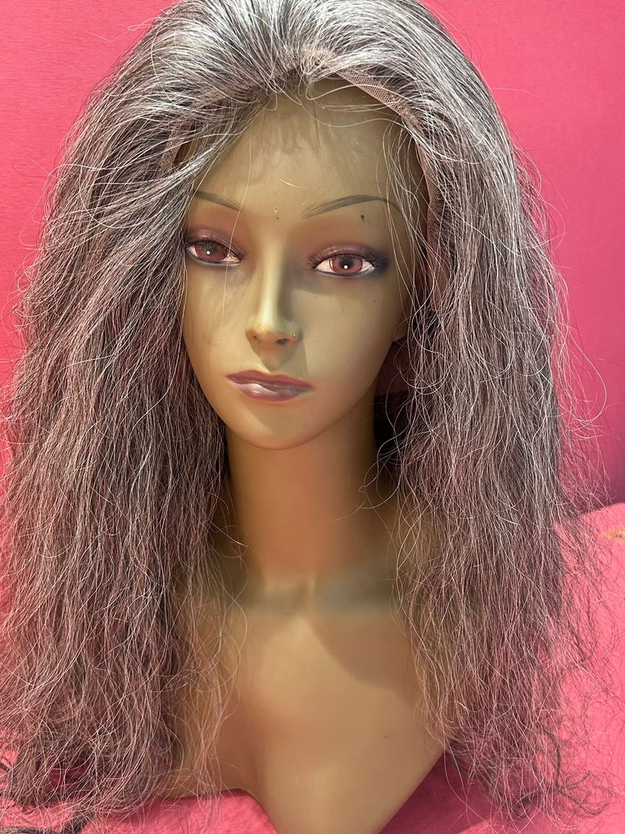 Grey Wavy Human Hair Front Lace Wig