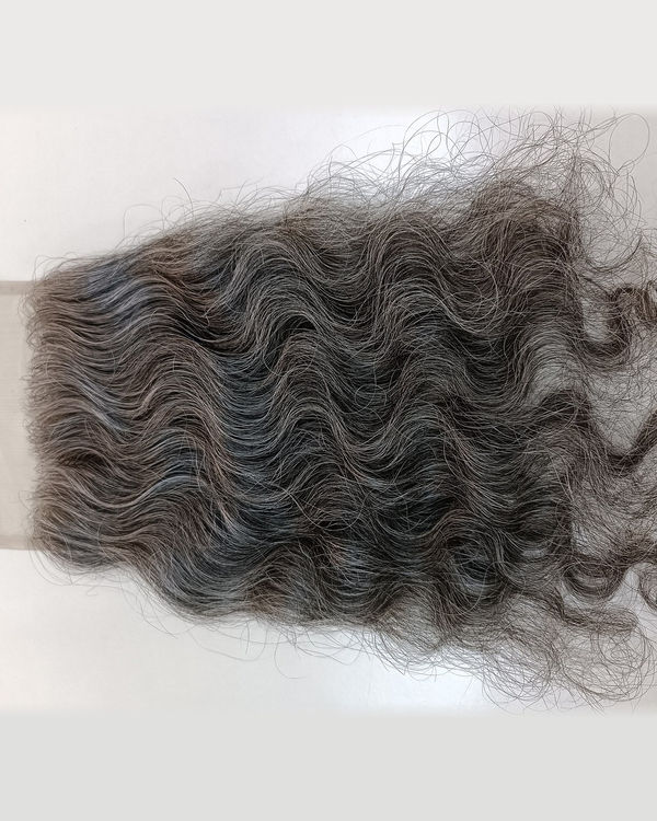 Grey Curly Swiss Lace Closure - 4x4 or 5x5 Human Hair — view 4