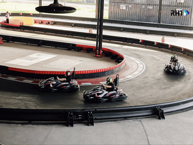 The hybrid go-kart track gives guests distinct indoor and outdoor racing experiences within one attr