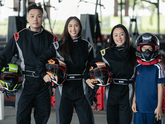 Thai VG and family sharing their experience at the go-kart track