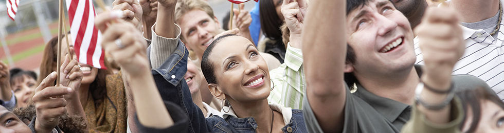 Crowd Waving Flags