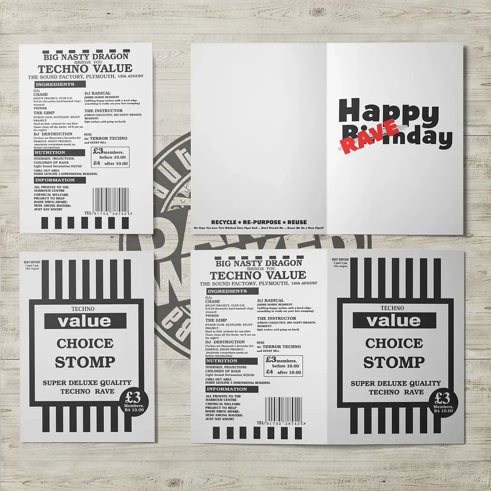 "Big Nasty Dragon Techno Value @Sound Factory" Birthday Card